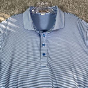 G/Fore Polo Shirt Mens Large Blue Striped Golf Office White Striped Performance